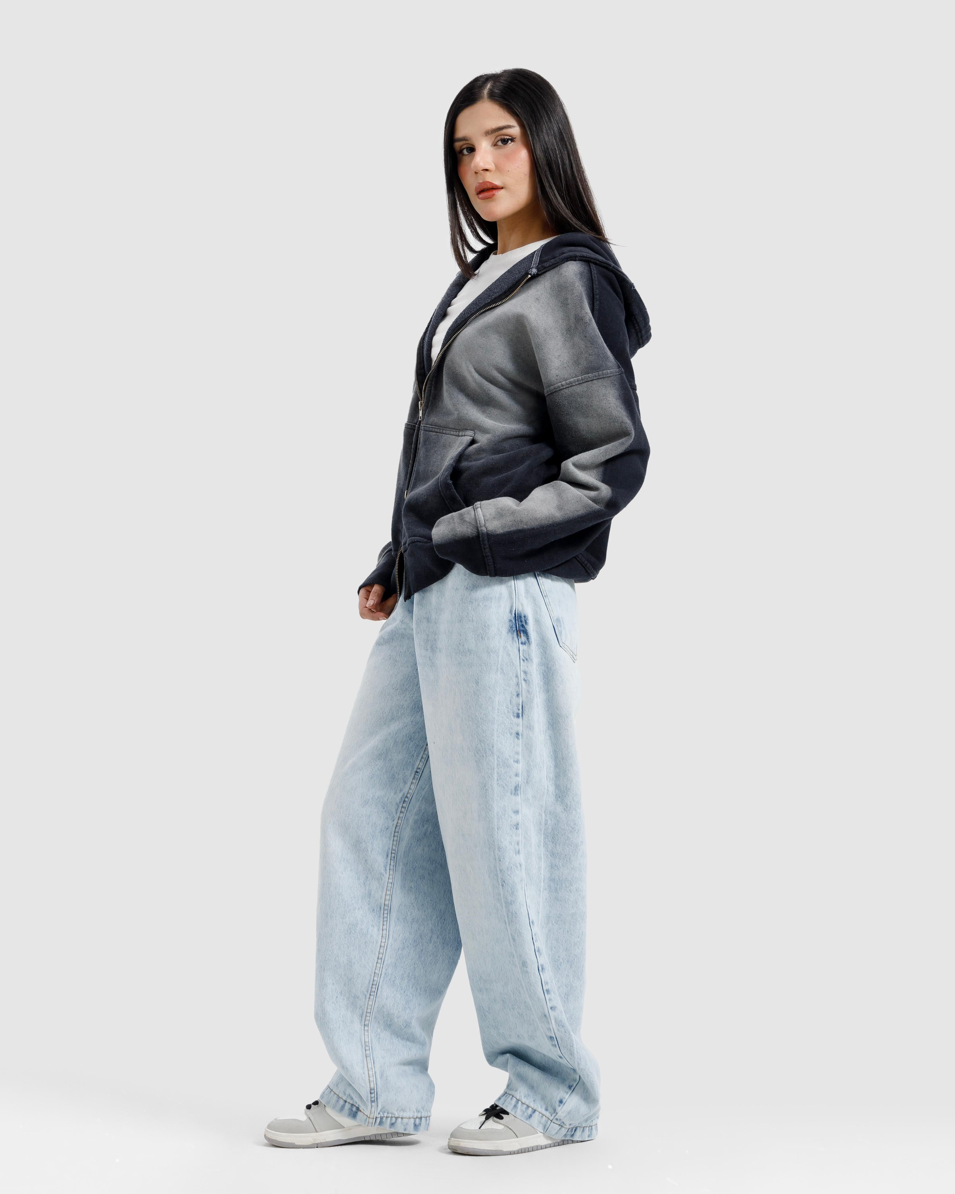 Faded Washed Zipper Hoodie