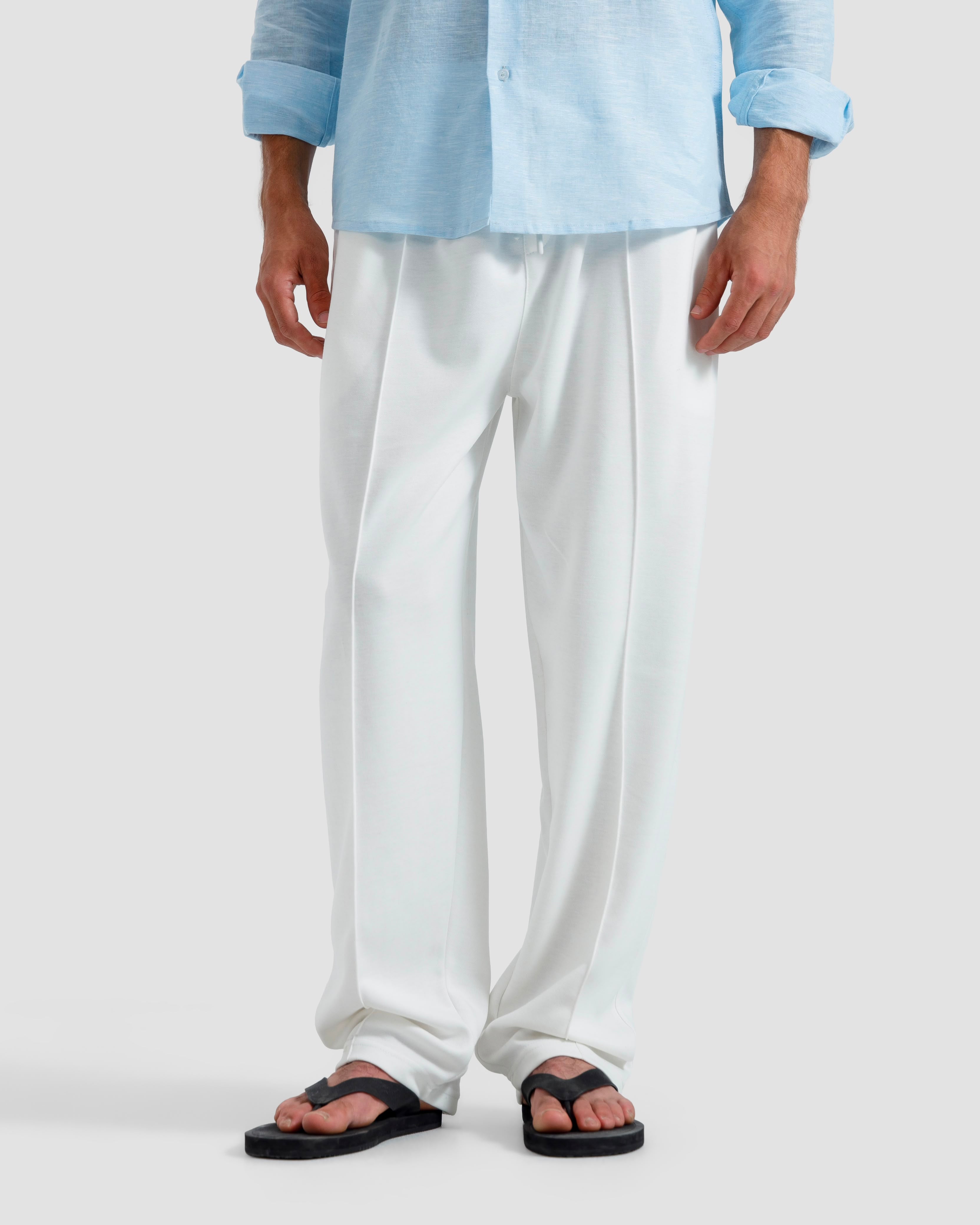 Straight Fit Interlock Pleated Trousers