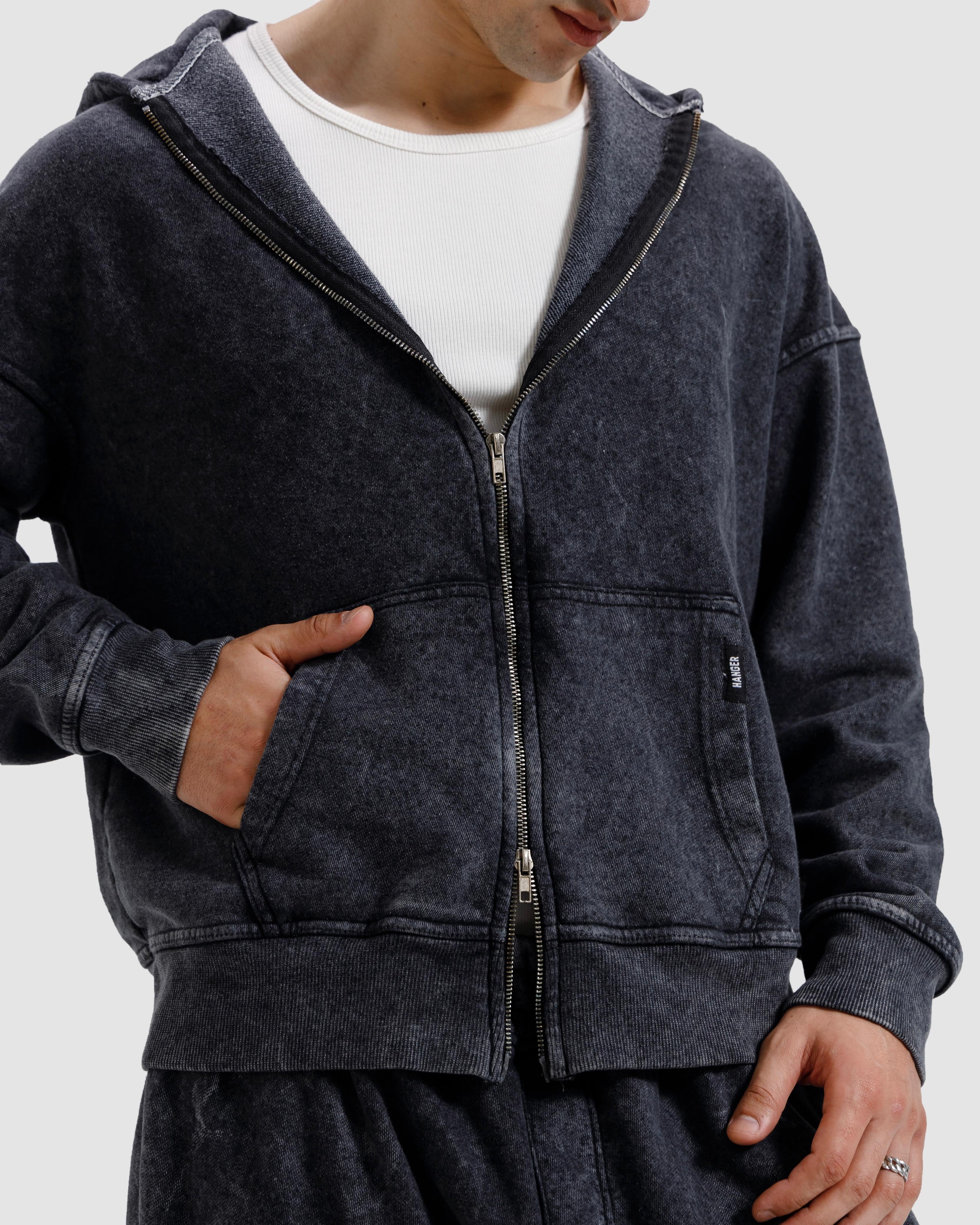 Washed Zipper Hoodie