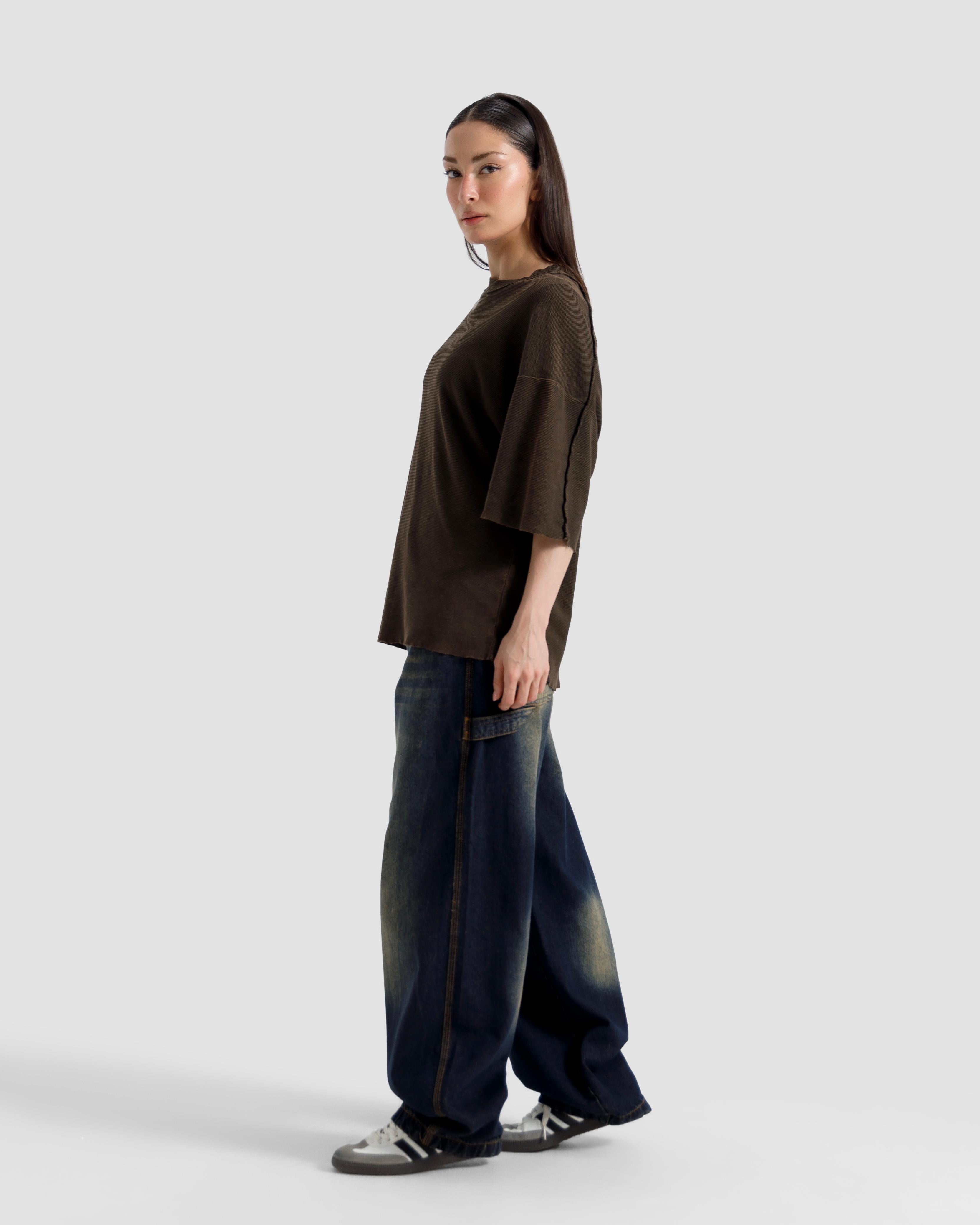 Washed Knit Shoulder Detail Essential Tshirt
