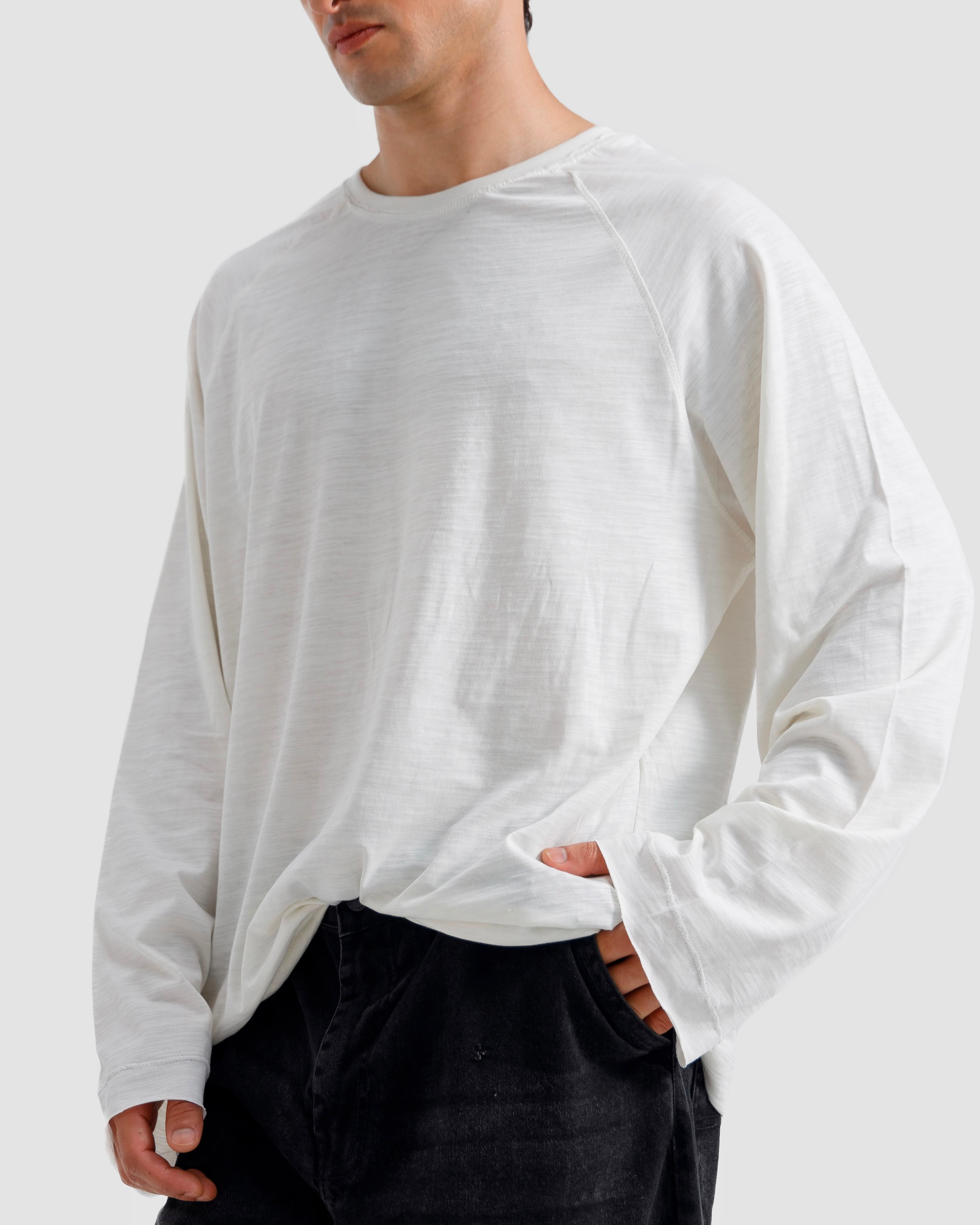 Washed Slub Textured Raglan T-Shirt