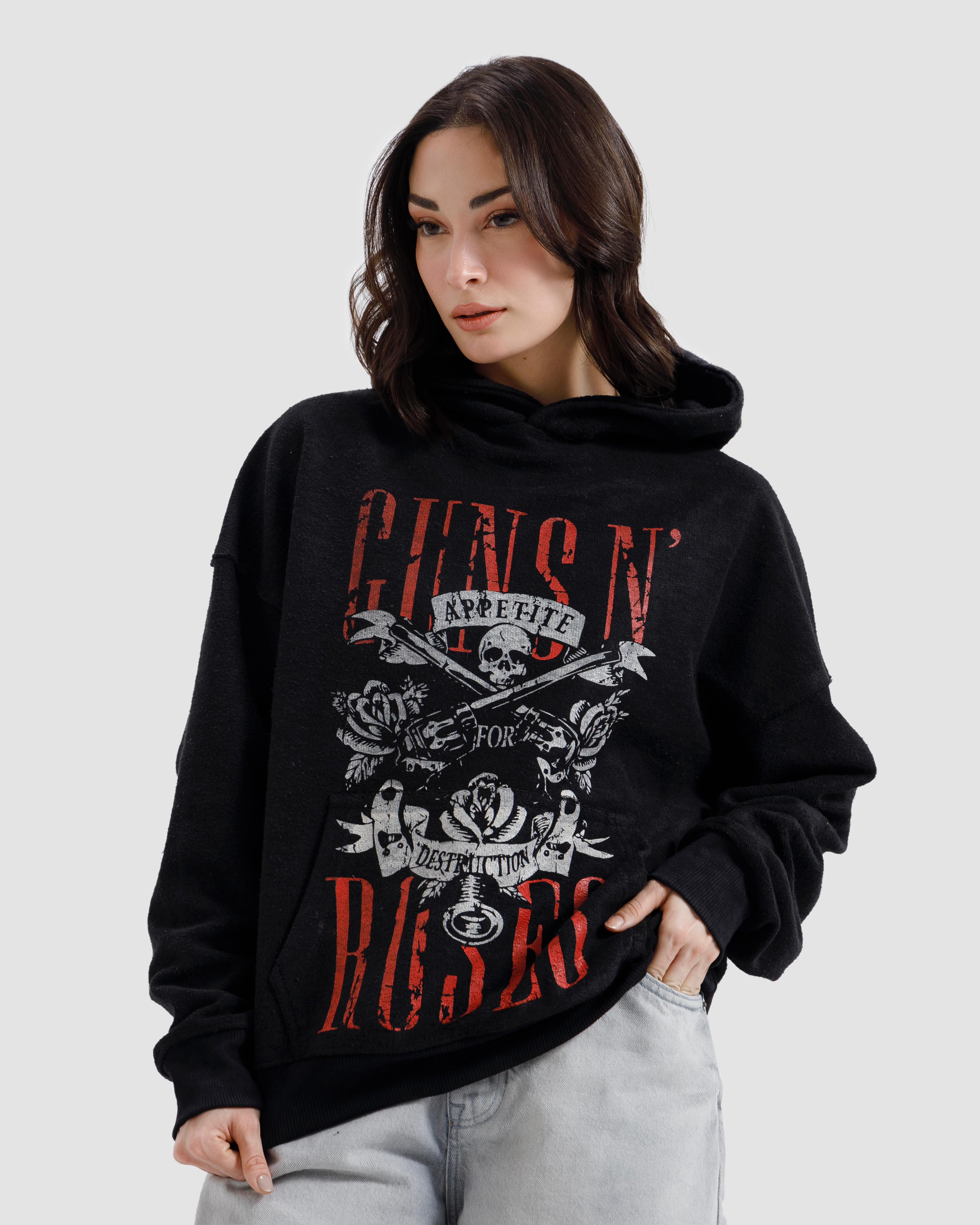Washed Reverse Detail Guns & Roses Hoodie