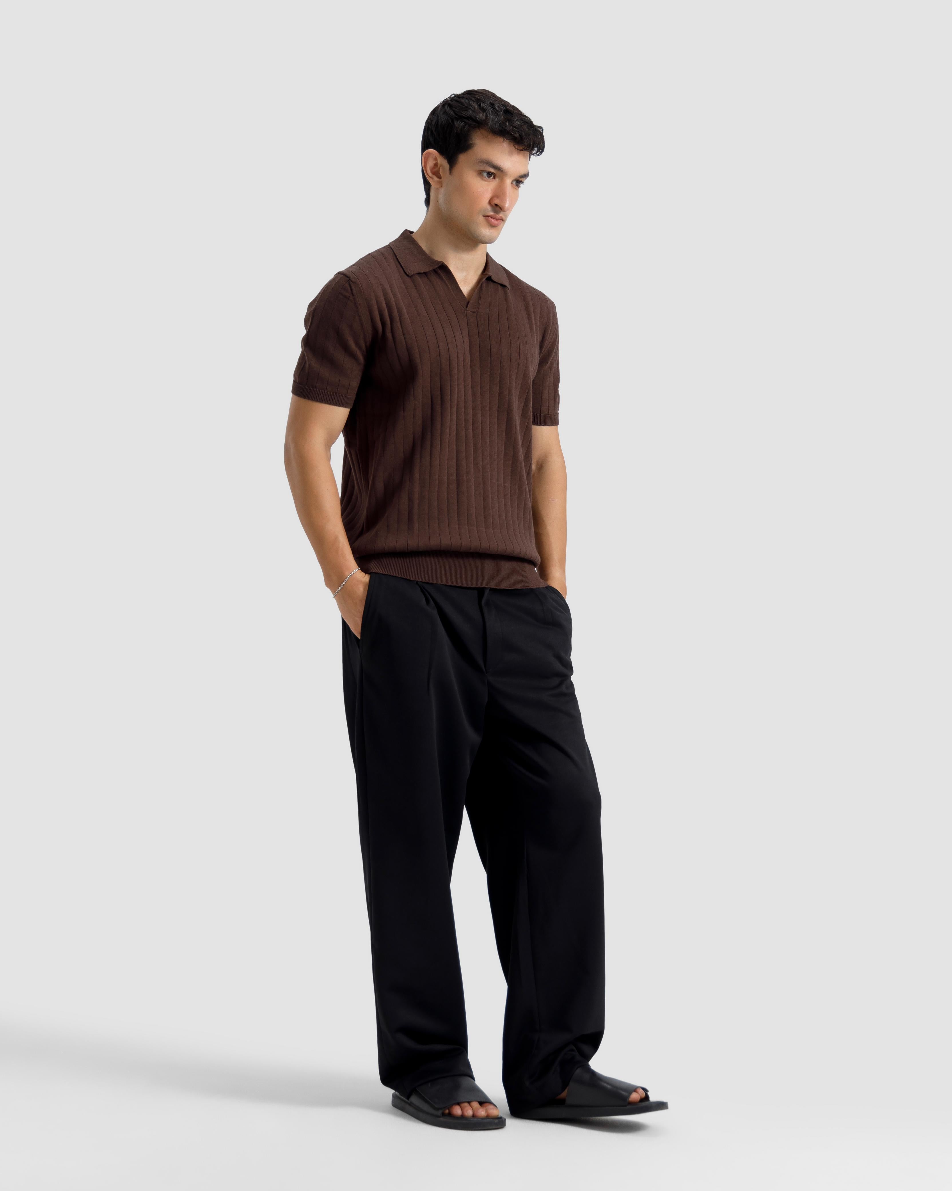 Vertical Textured Knit Polo