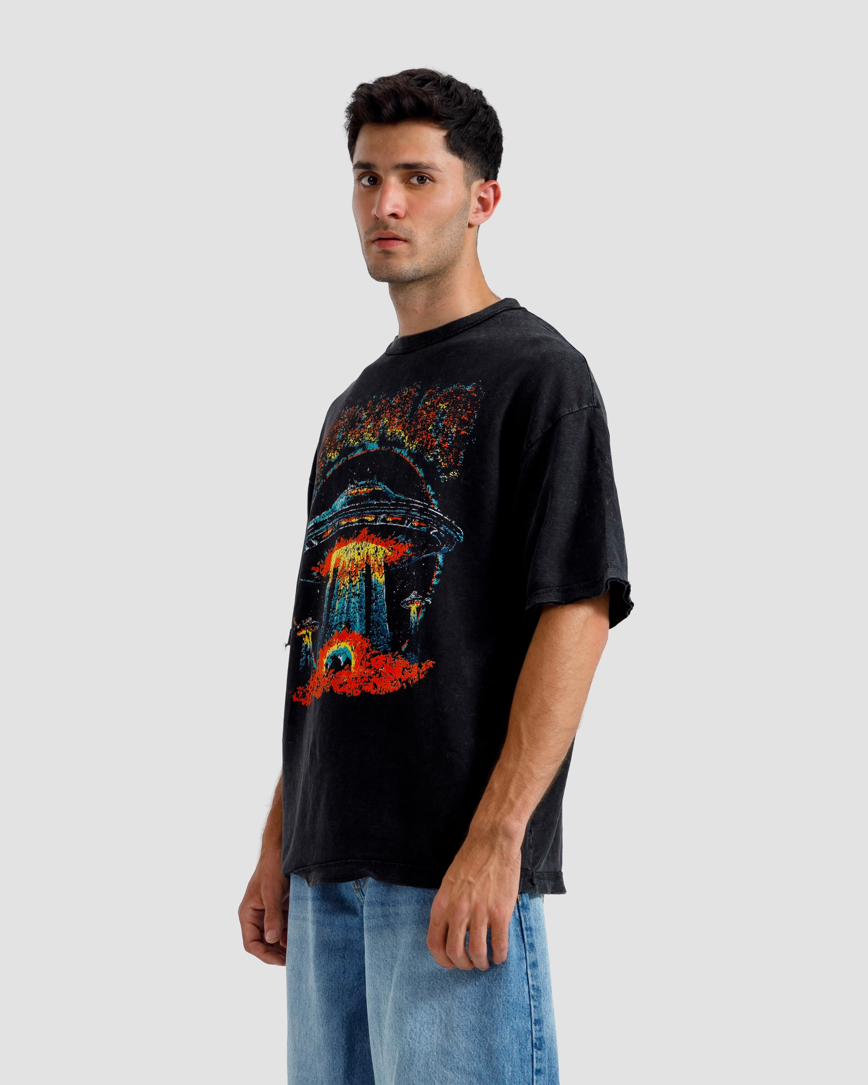 Washed Print Knit Tshirt