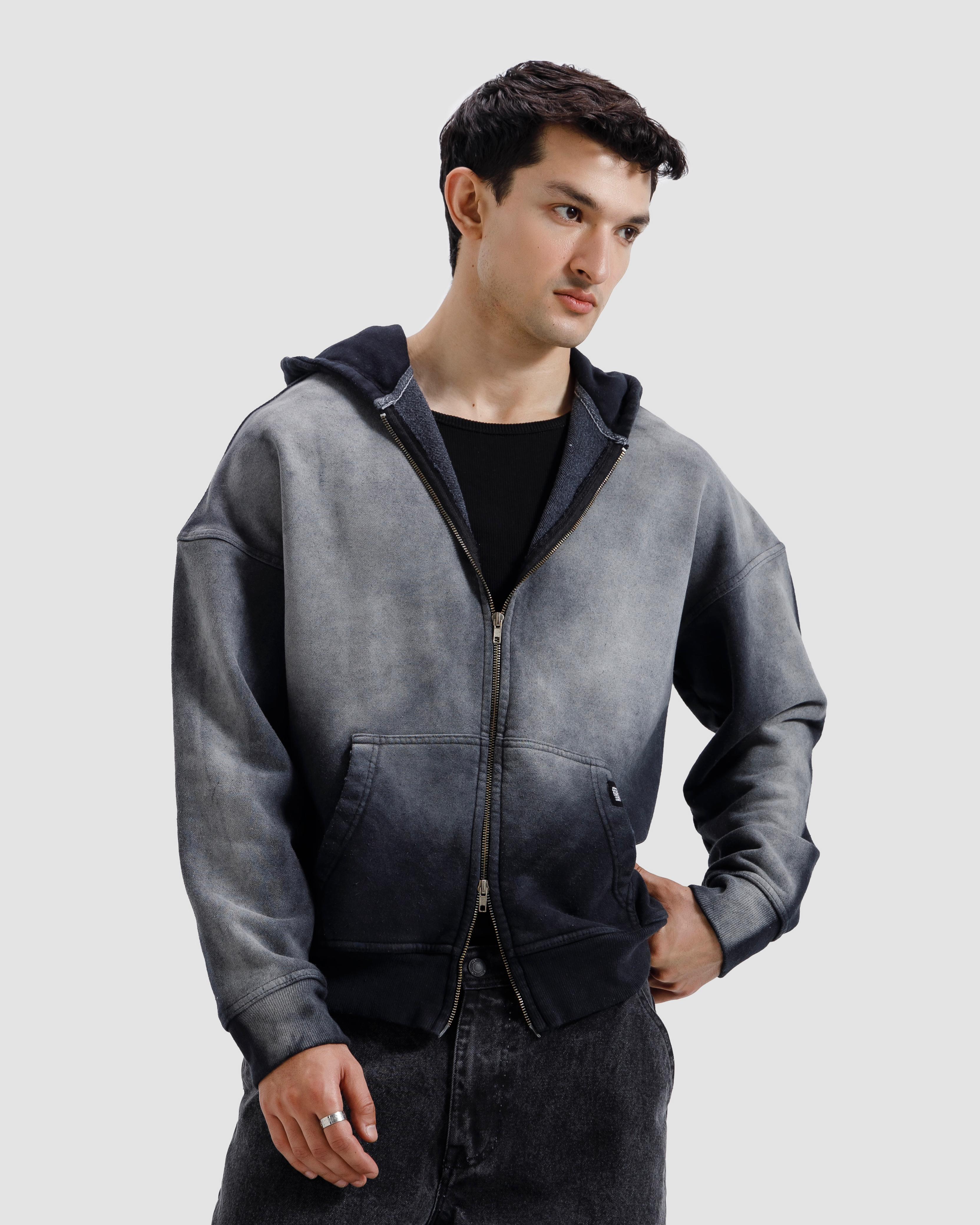 Faded Washed Zipper Hoodie