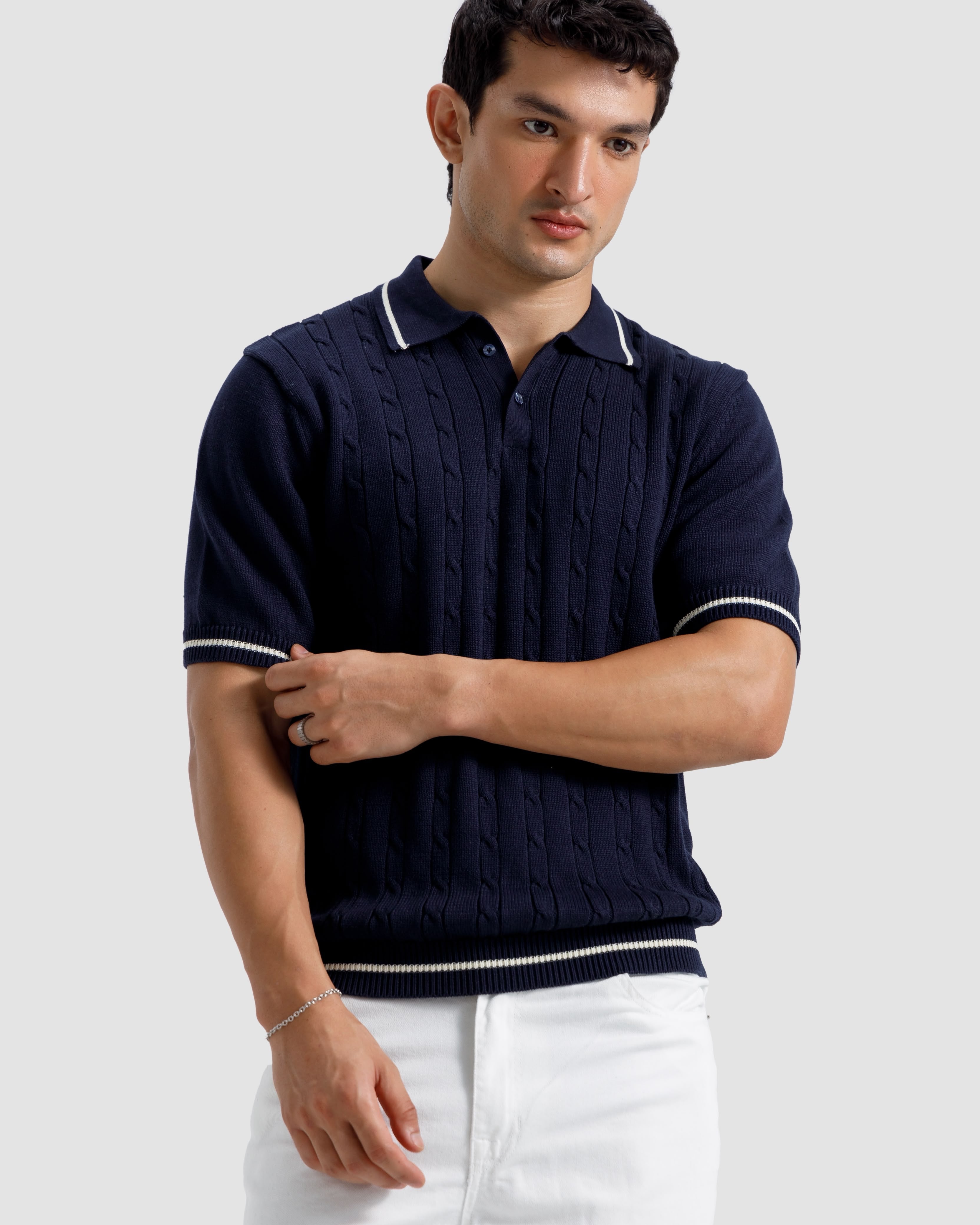 Cable Knit Polo