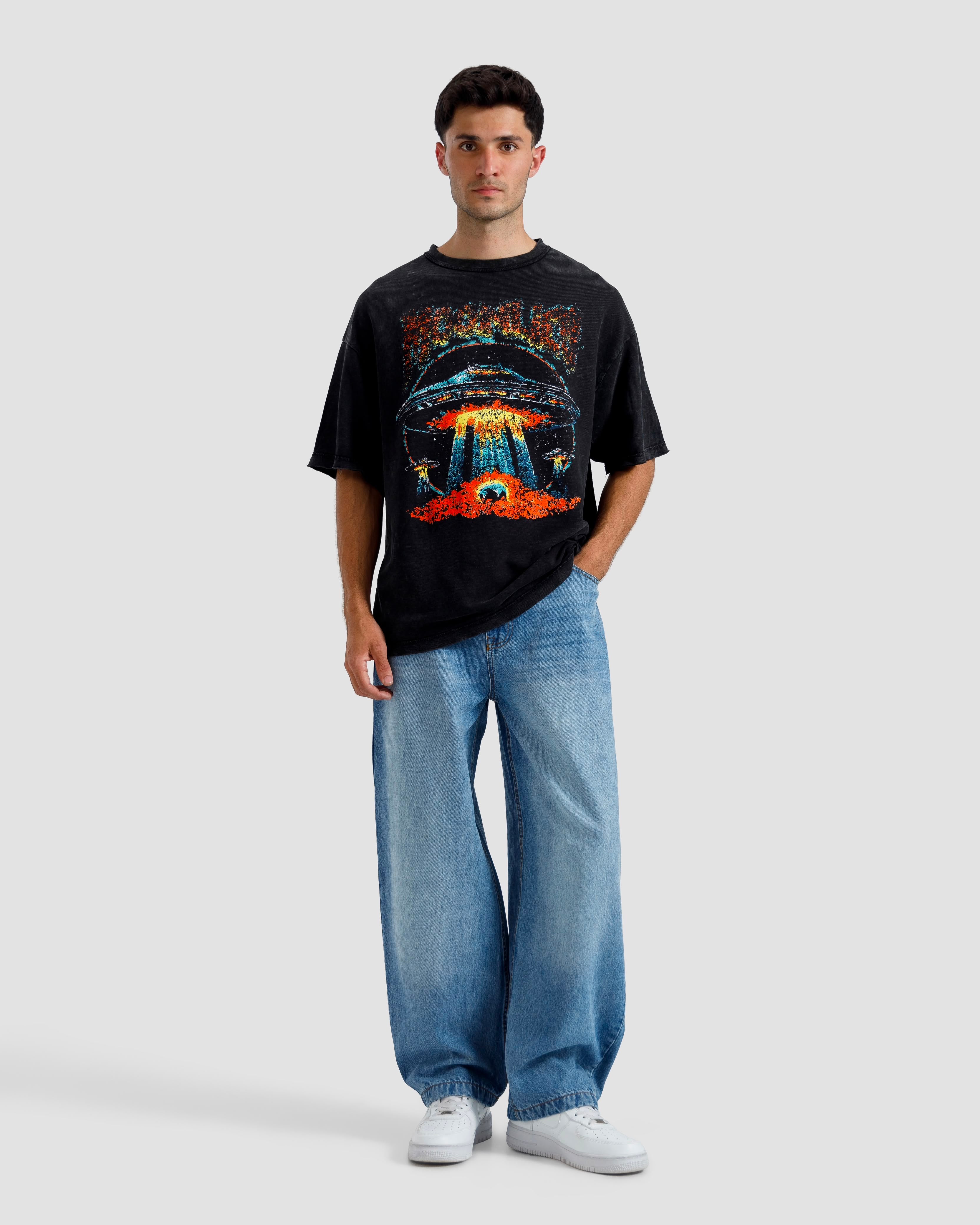 Washed Print Knit Tshirt