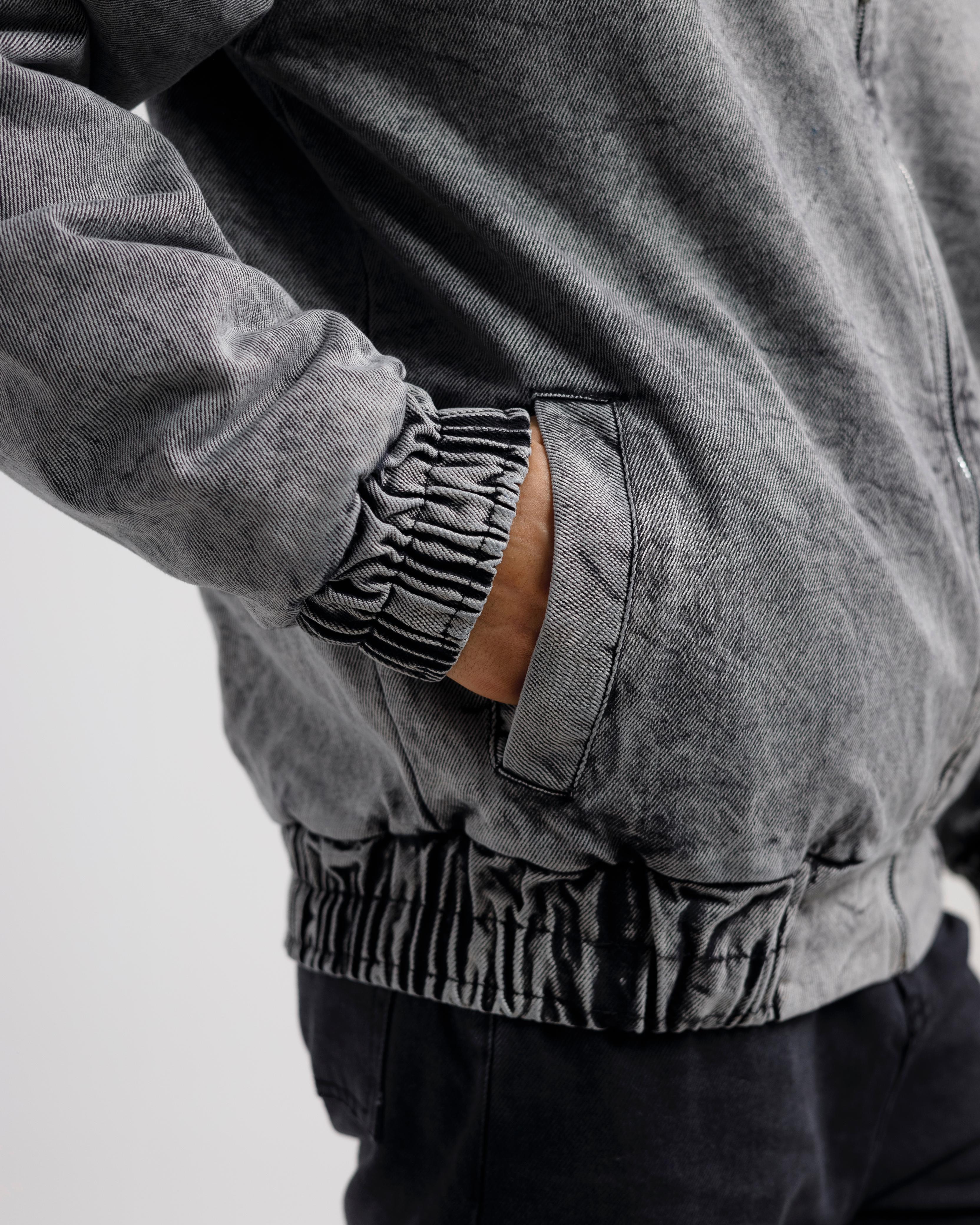 Washed Wind Breaker Denim Jacket