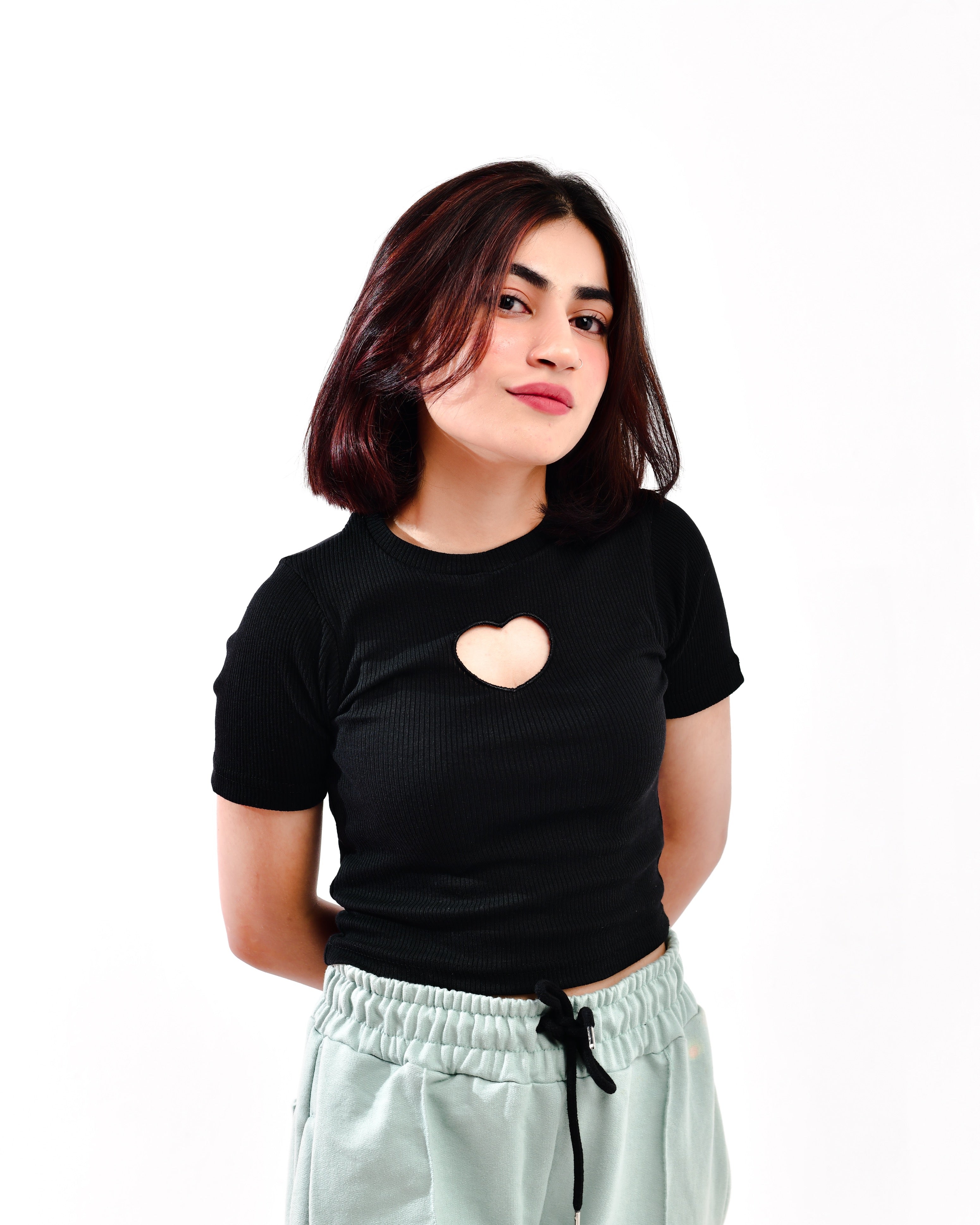 Heart Cut-Out Rib Top