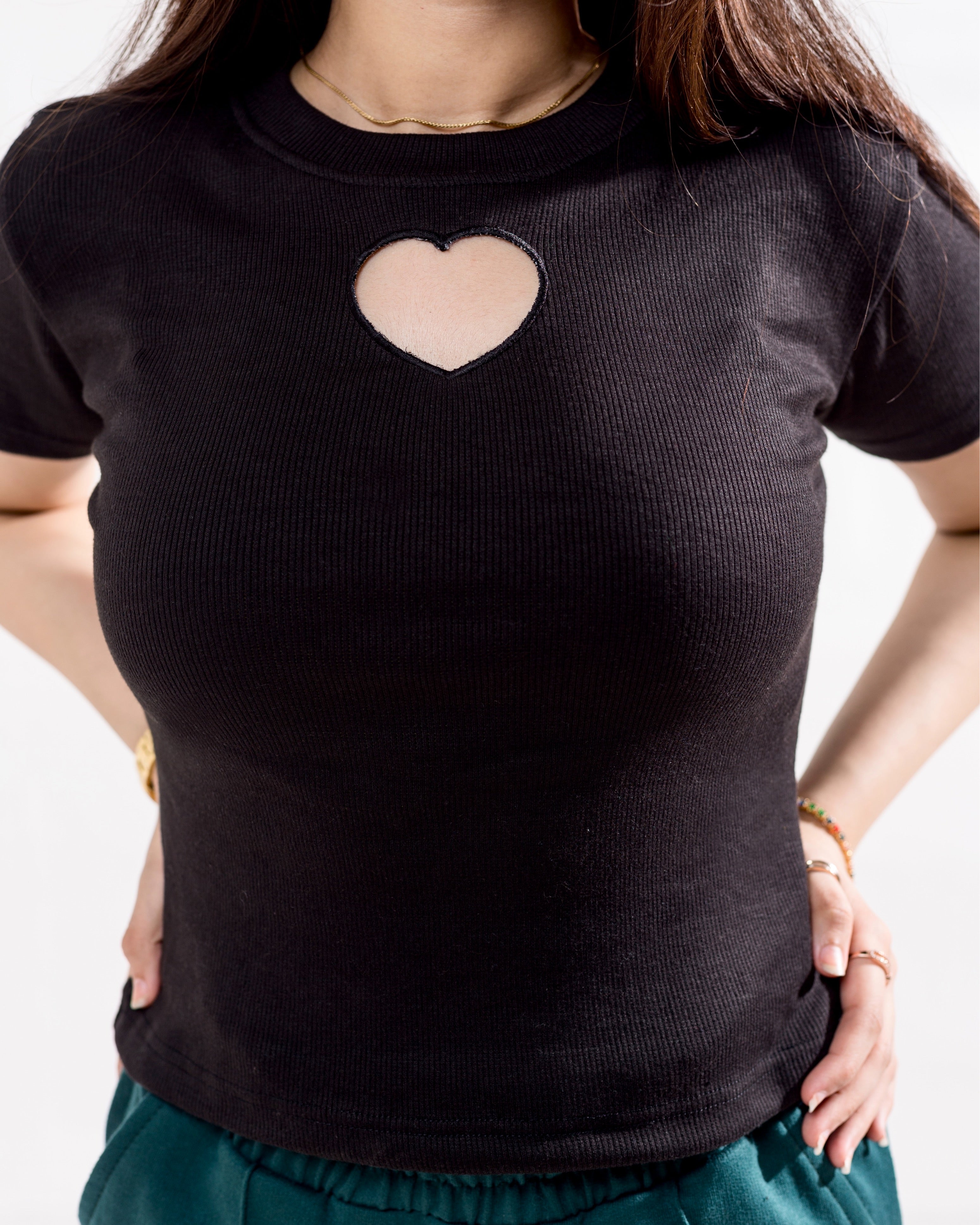 Heart Cut-Out Rib Top