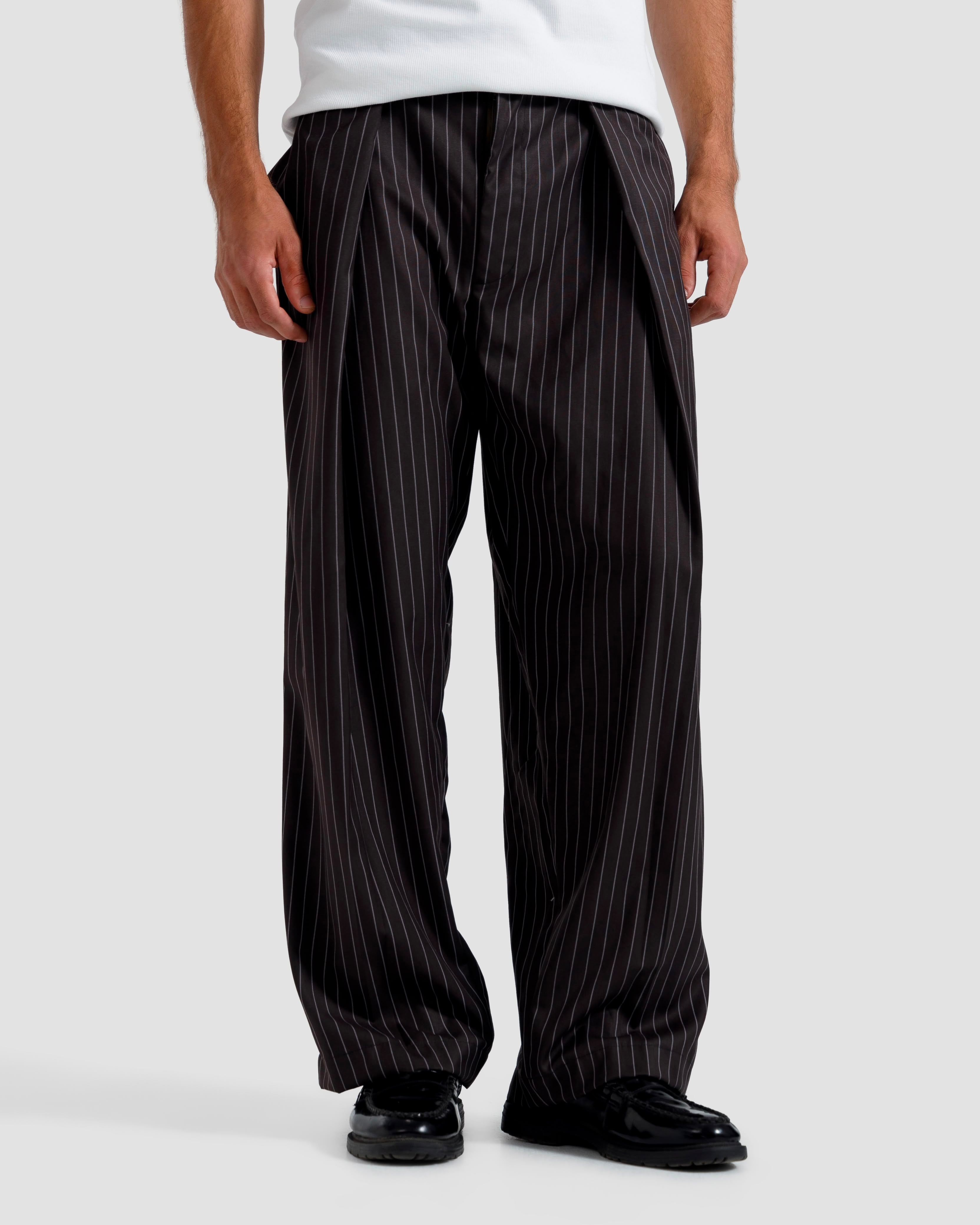 Tailored Pinstriped Pleated Pants