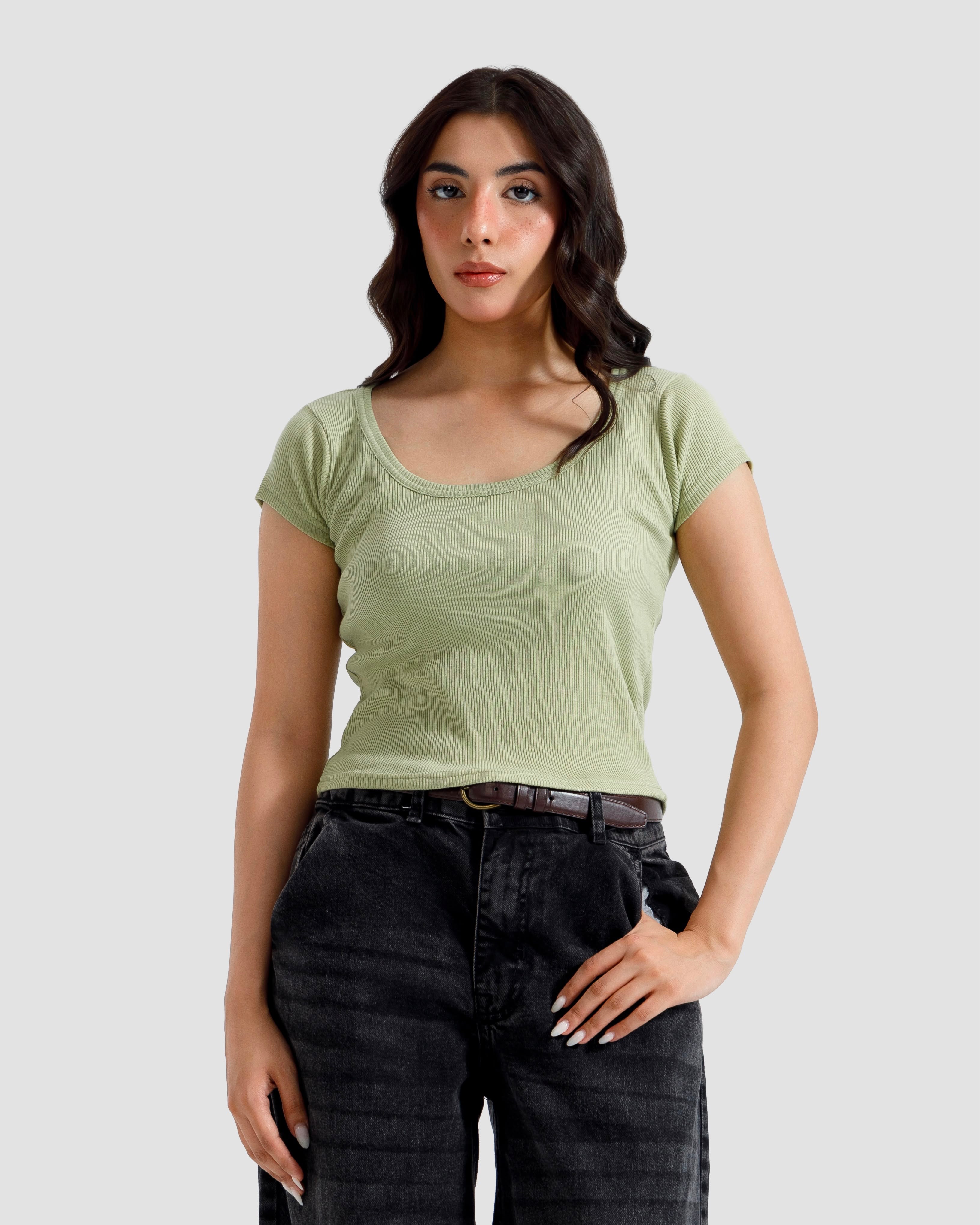 Scoop Neck Rib Tshirt