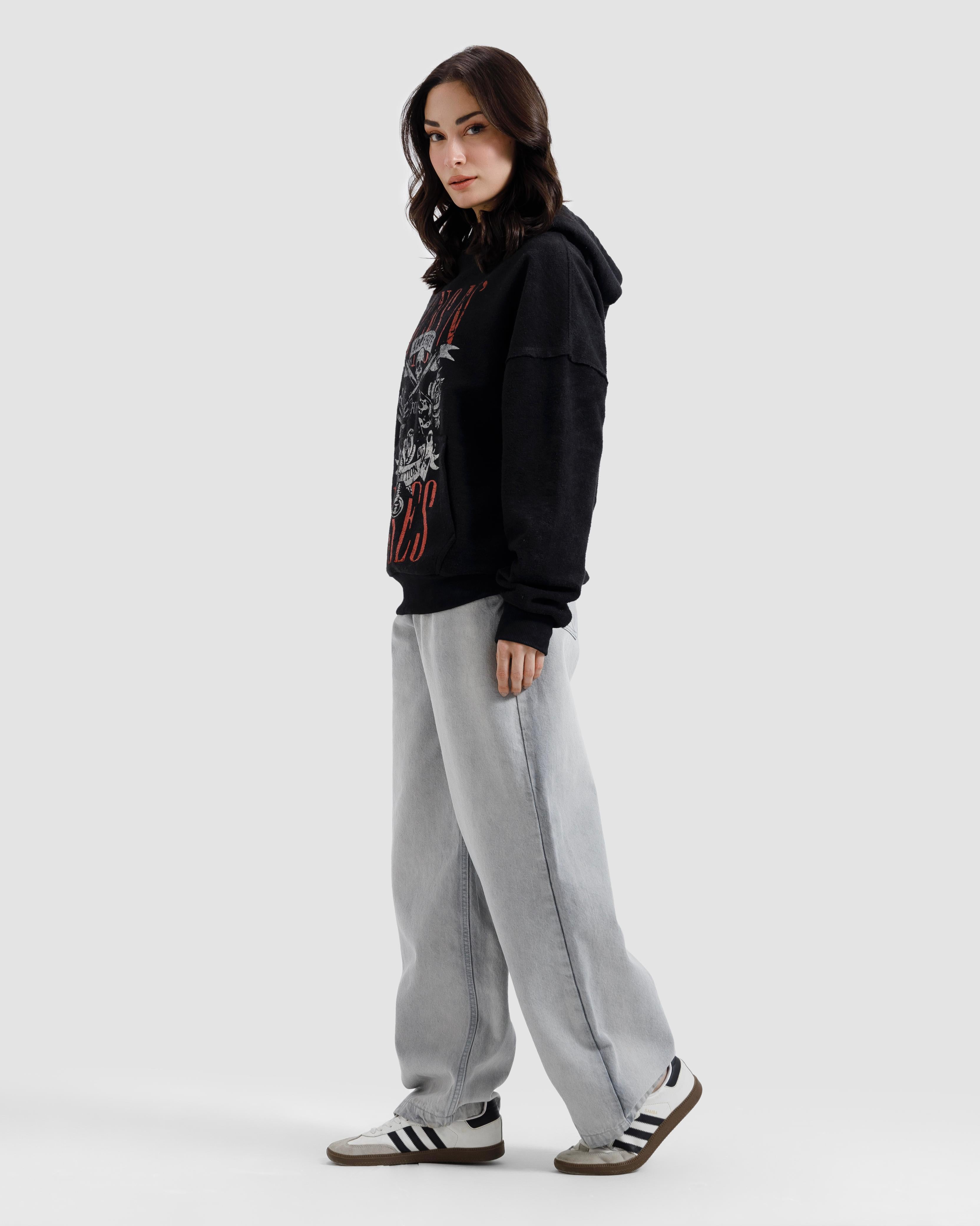 Washed Reverse Detail Guns & Roses Hoodie