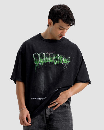 Washed Print Knit Tshirt