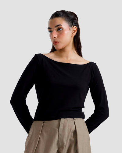 Boat-Neck Full Sleeves Tshirt