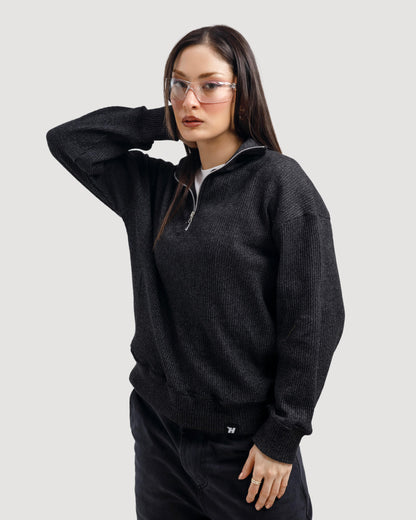 Mock Neck Quarter-Zip Sweater