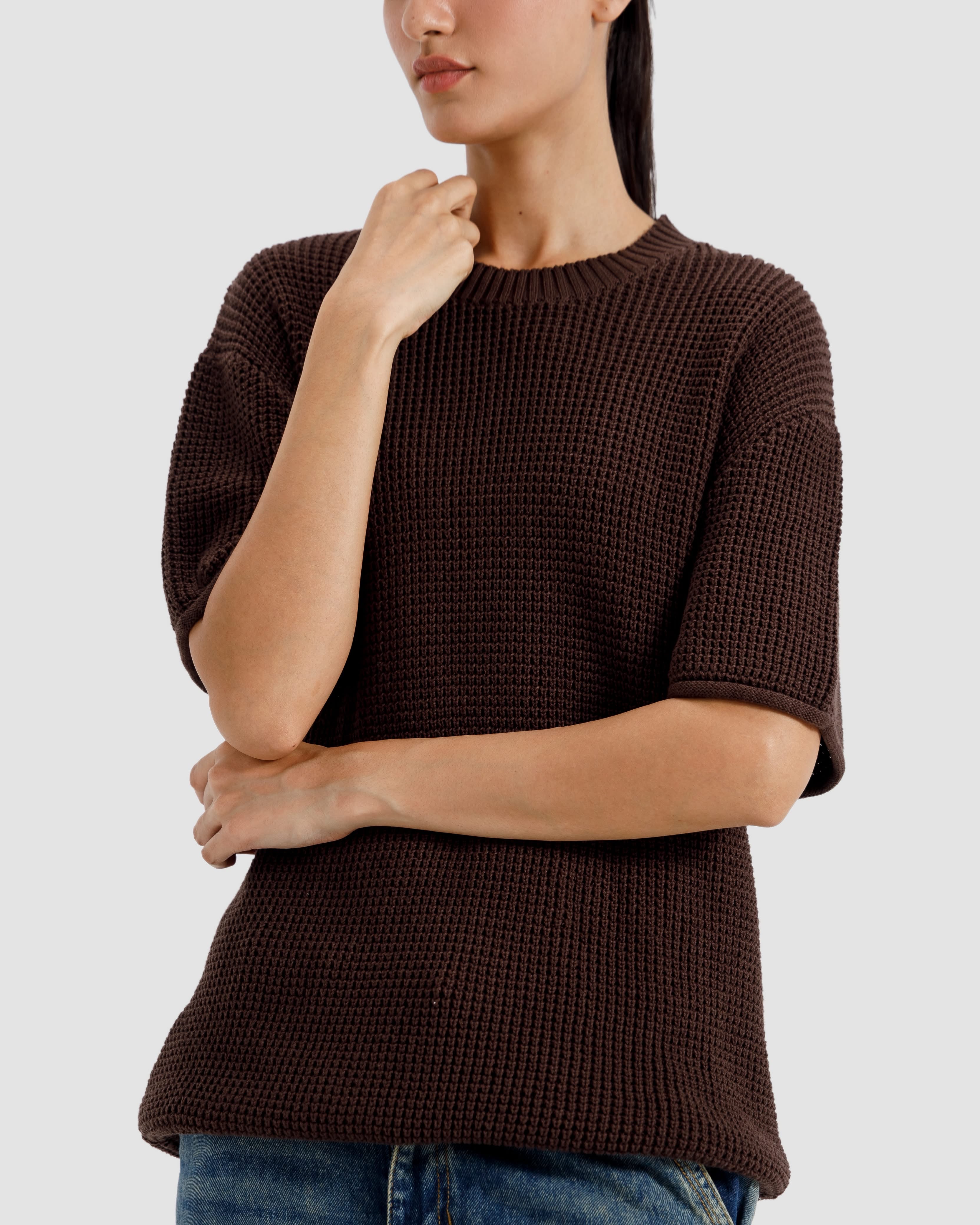 Relaxed Fit Textured Knit Tshirt