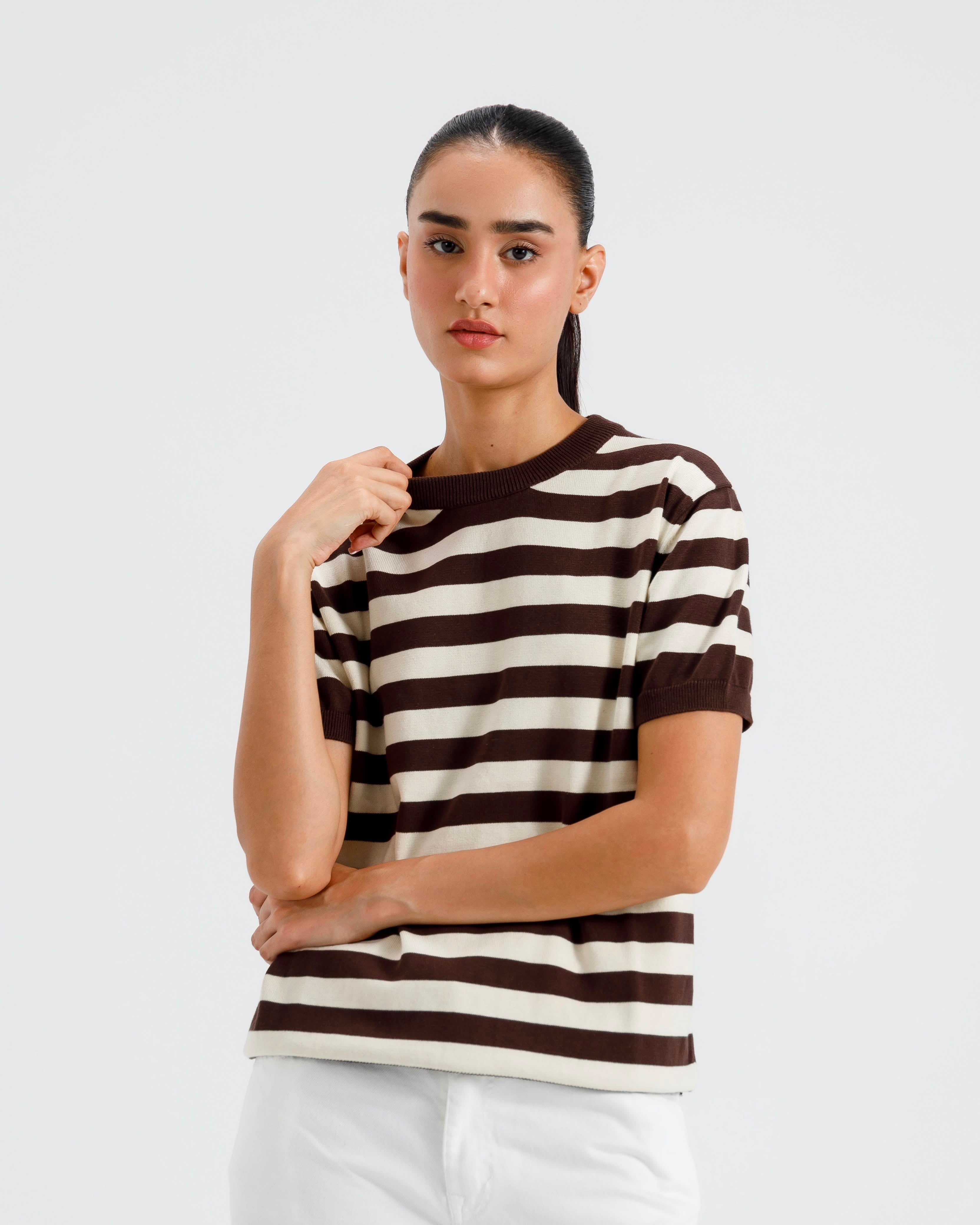 Striped Knit Basic Essential