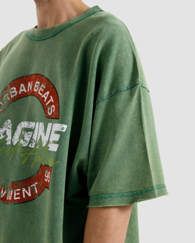 Washed Print Knit Tshirt