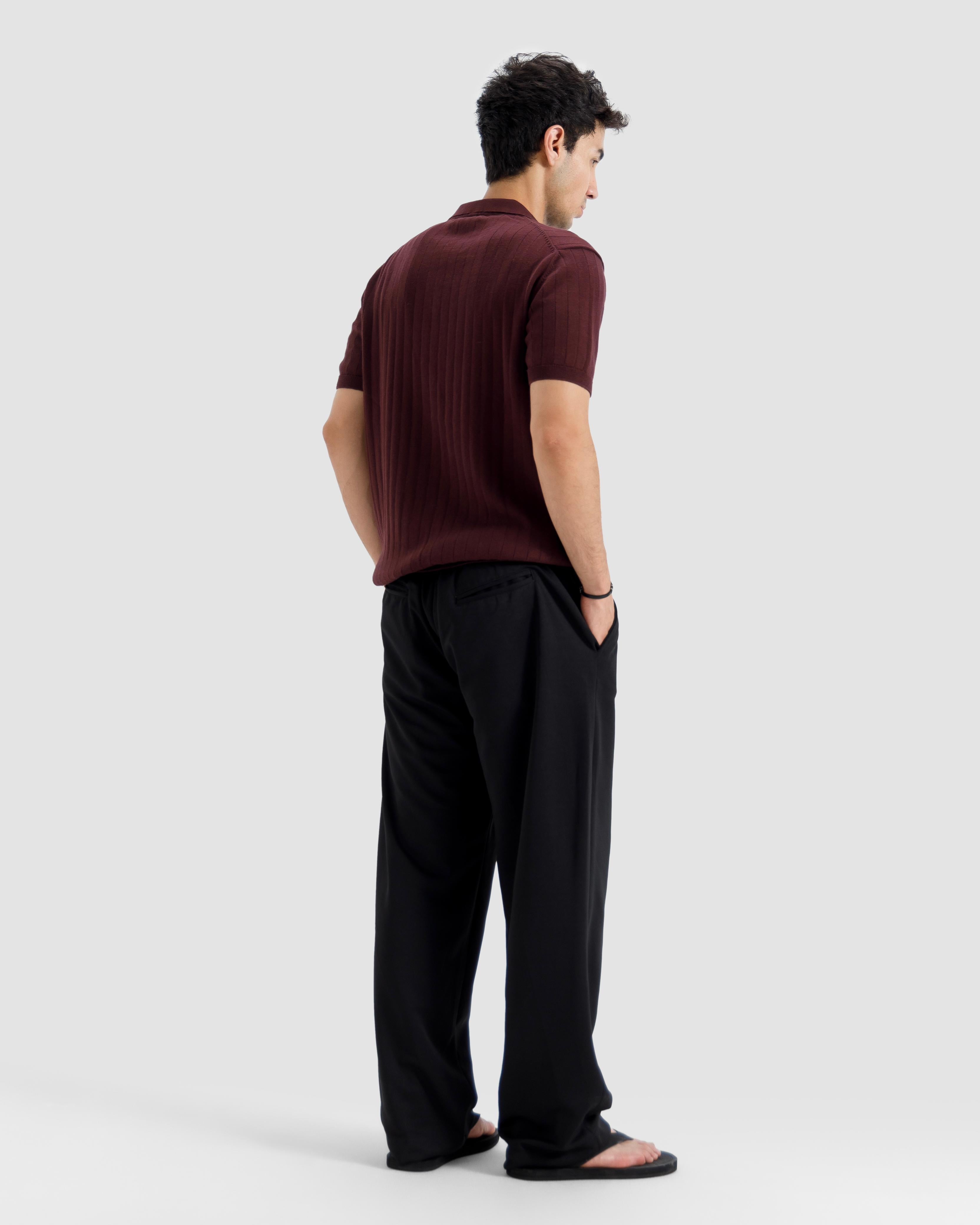 Vertical Textured Knit Polo
