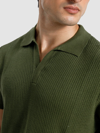 Textured Knit Polo