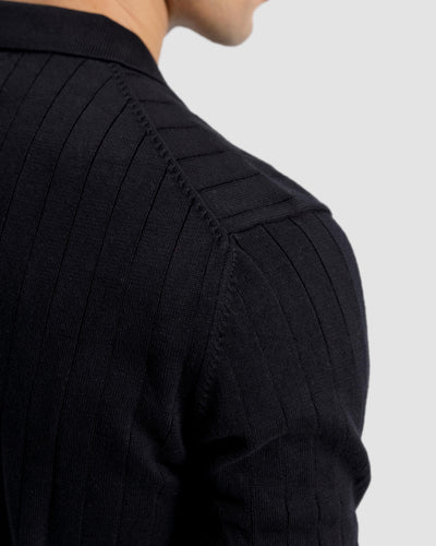 Vertical Textured Knit Polo