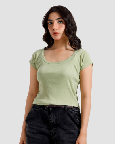 Scoop Neck Rib Tshirt