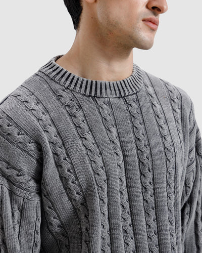 Washed Cable Knit Sweater