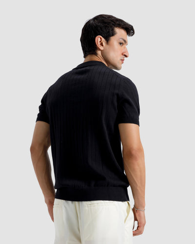Vertical Textured Knit Polo