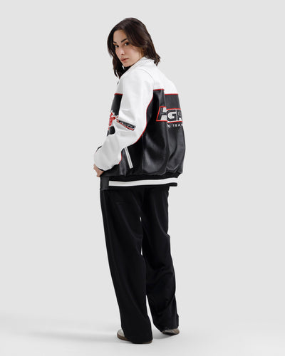 Faux Leather Racer Jacket