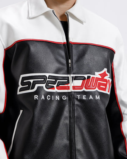 Faux Leather Racer Jacket