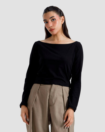 Boat-Neck Full Sleeves Tshirt