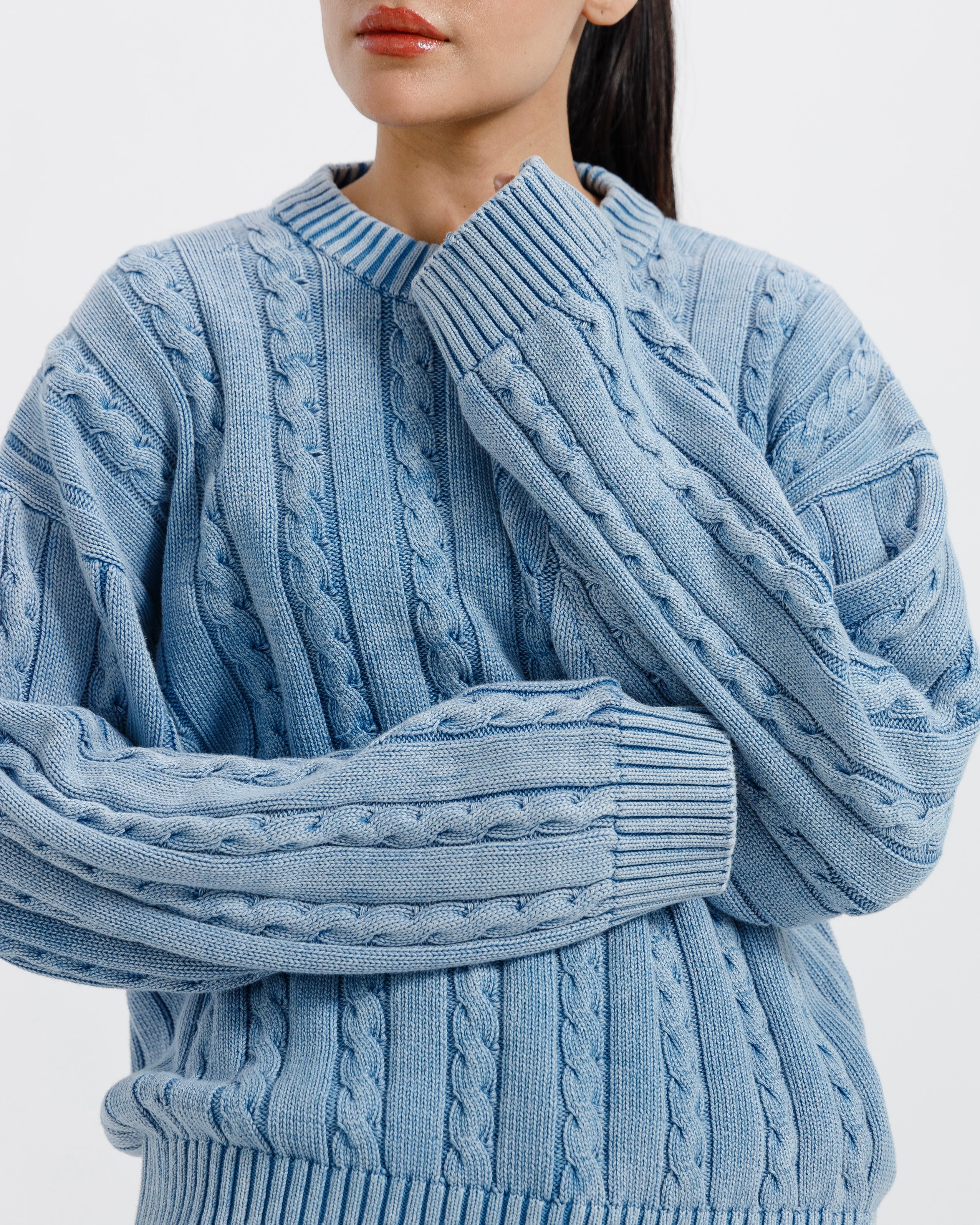 Washed Cable Knit Sweater