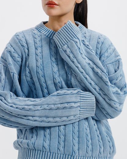 Washed Cable Knit Sweater