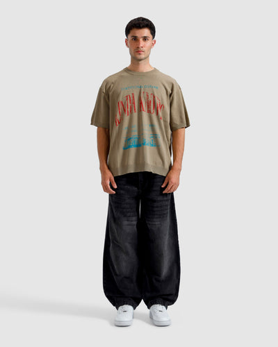 Washed Reverse Print Knit Tshirt