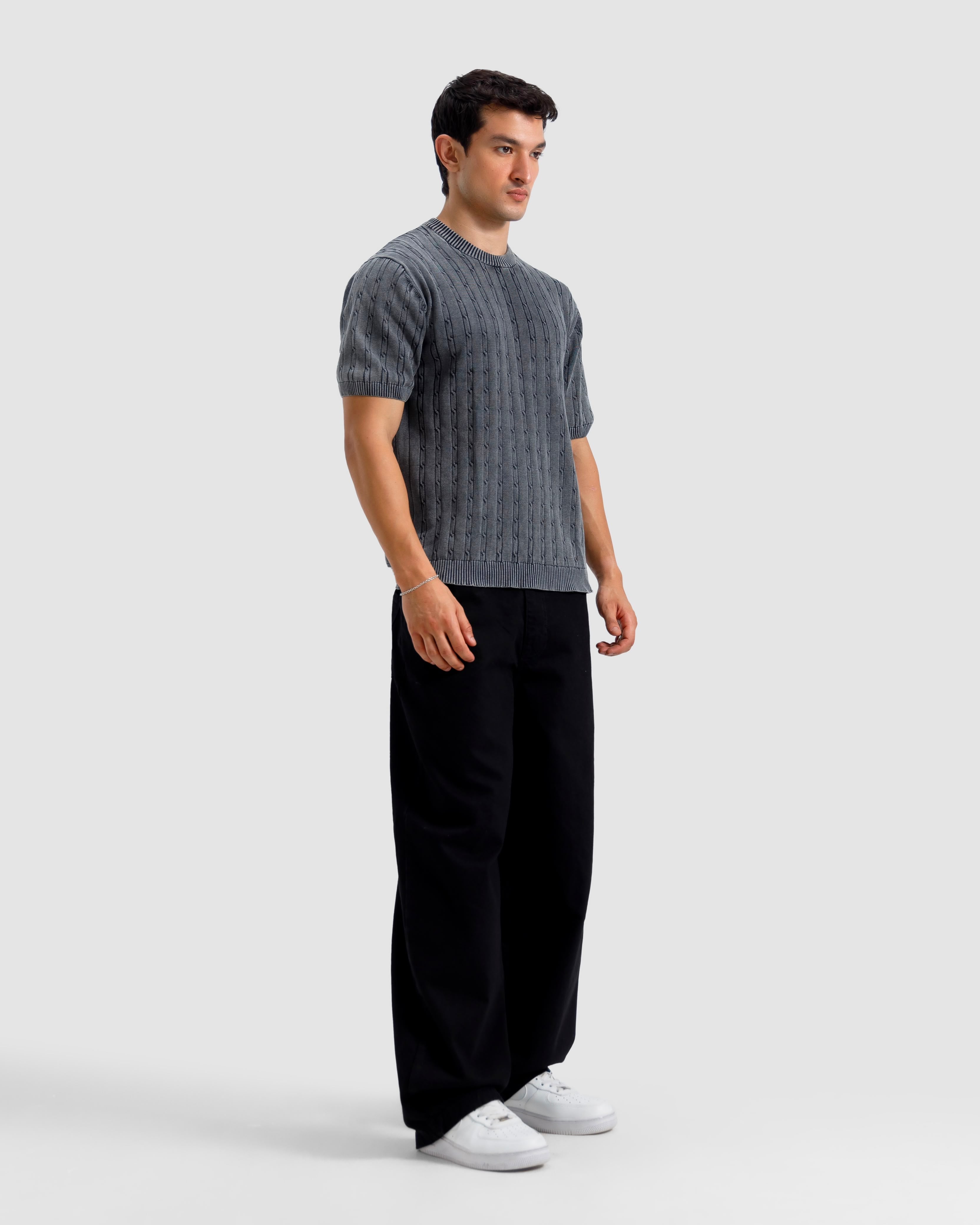 Washed Cable Knit Tshirt