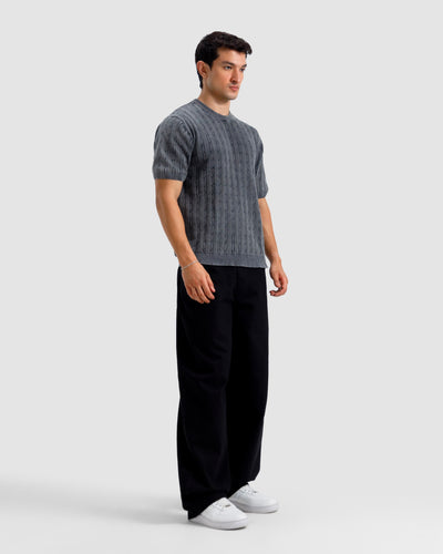 Washed Cable Knit Tshirt