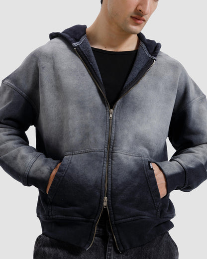 Faded Washed Zipper Hoodie