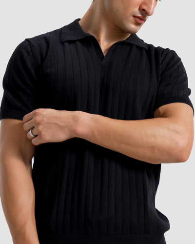 Vertical Textured Knit Polo