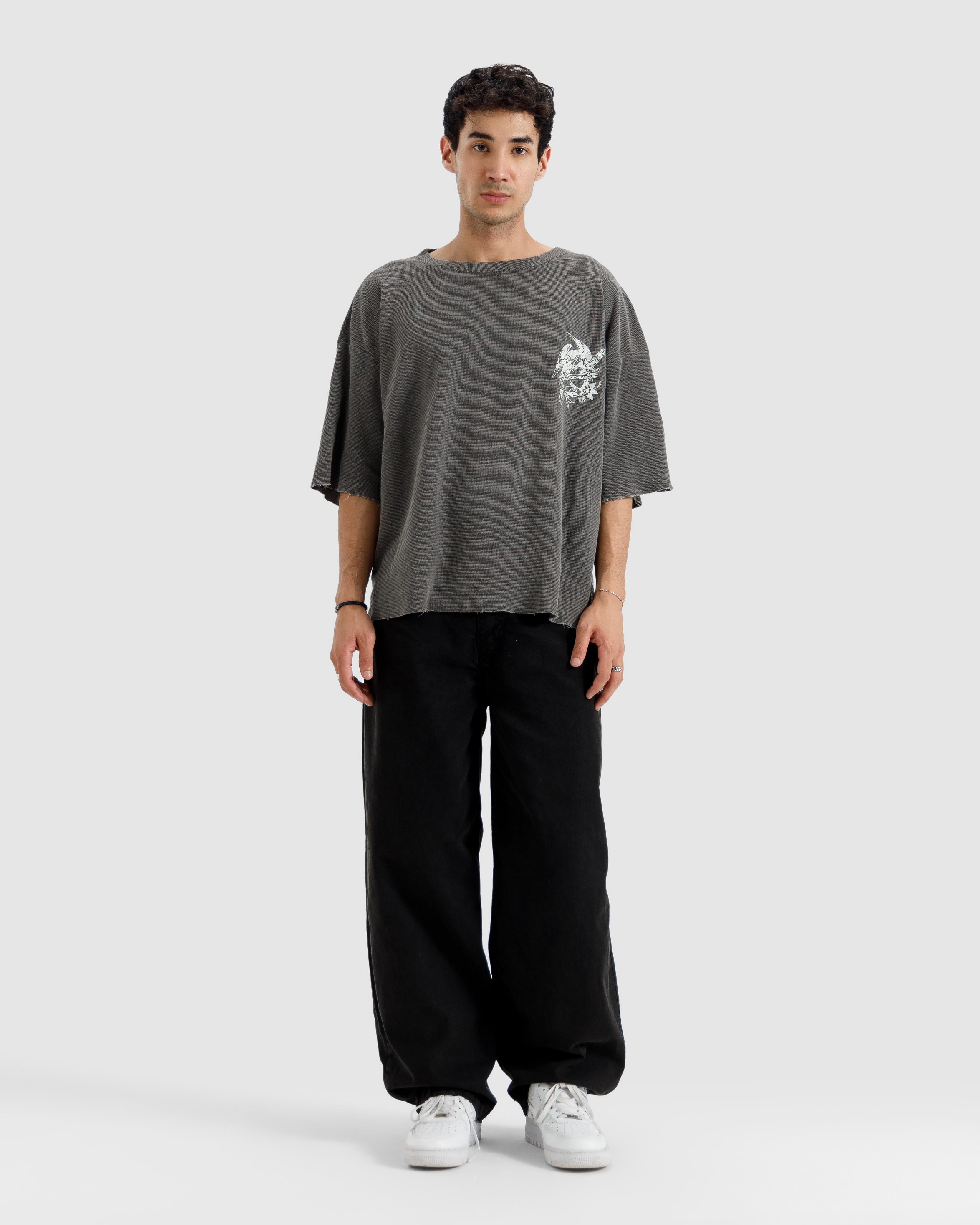Washed Knit Pierced Hearts Tshirt