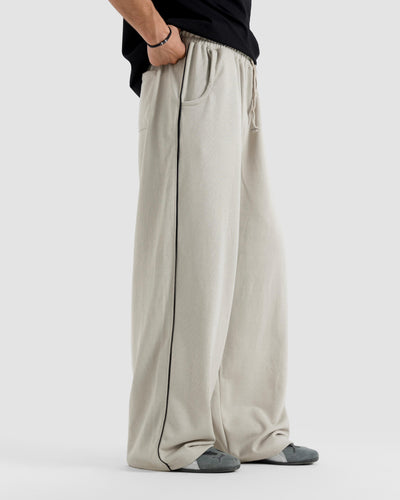 Baggy Fit Trousers With Piping Detail