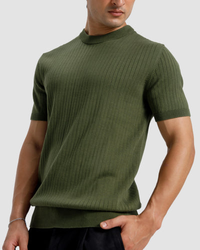 Vertical Textured Knit Basic Essential