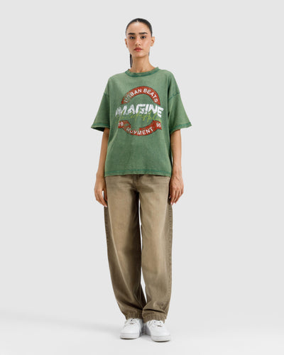 Washed Print Knit Tshirt