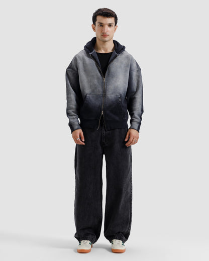 Faded Washed Zipper Hoodie