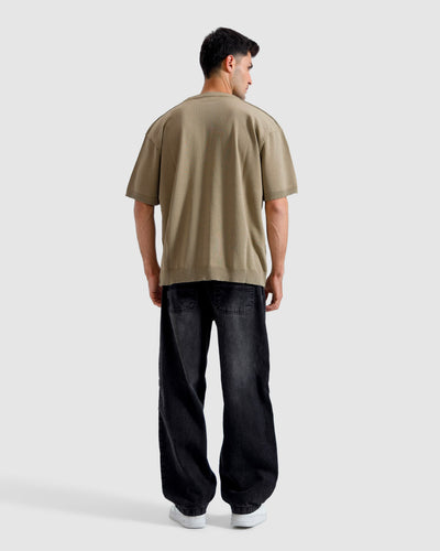 Washed Reverse Print Knit Tshirt