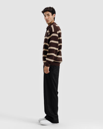 Striped Knitted Quarter-Zip Sweater