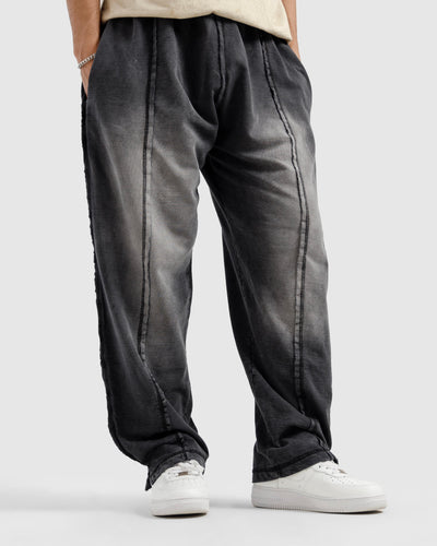 Pleated & Raw Detail Washed Trousers