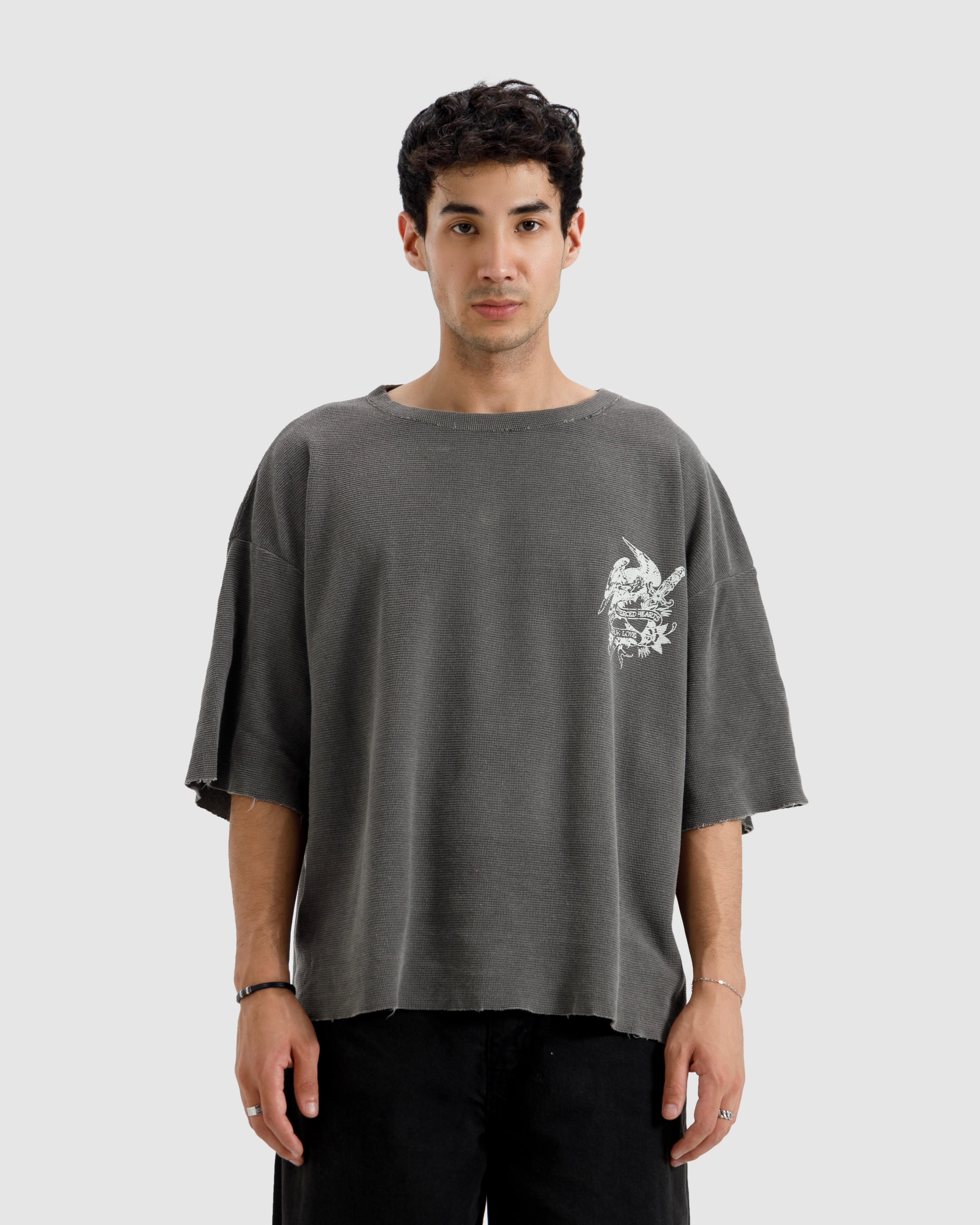 Washed Knit Pierced Hearts Tshirt