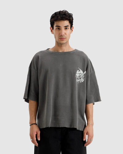 Washed Knit Pierced Hearts Tshirt