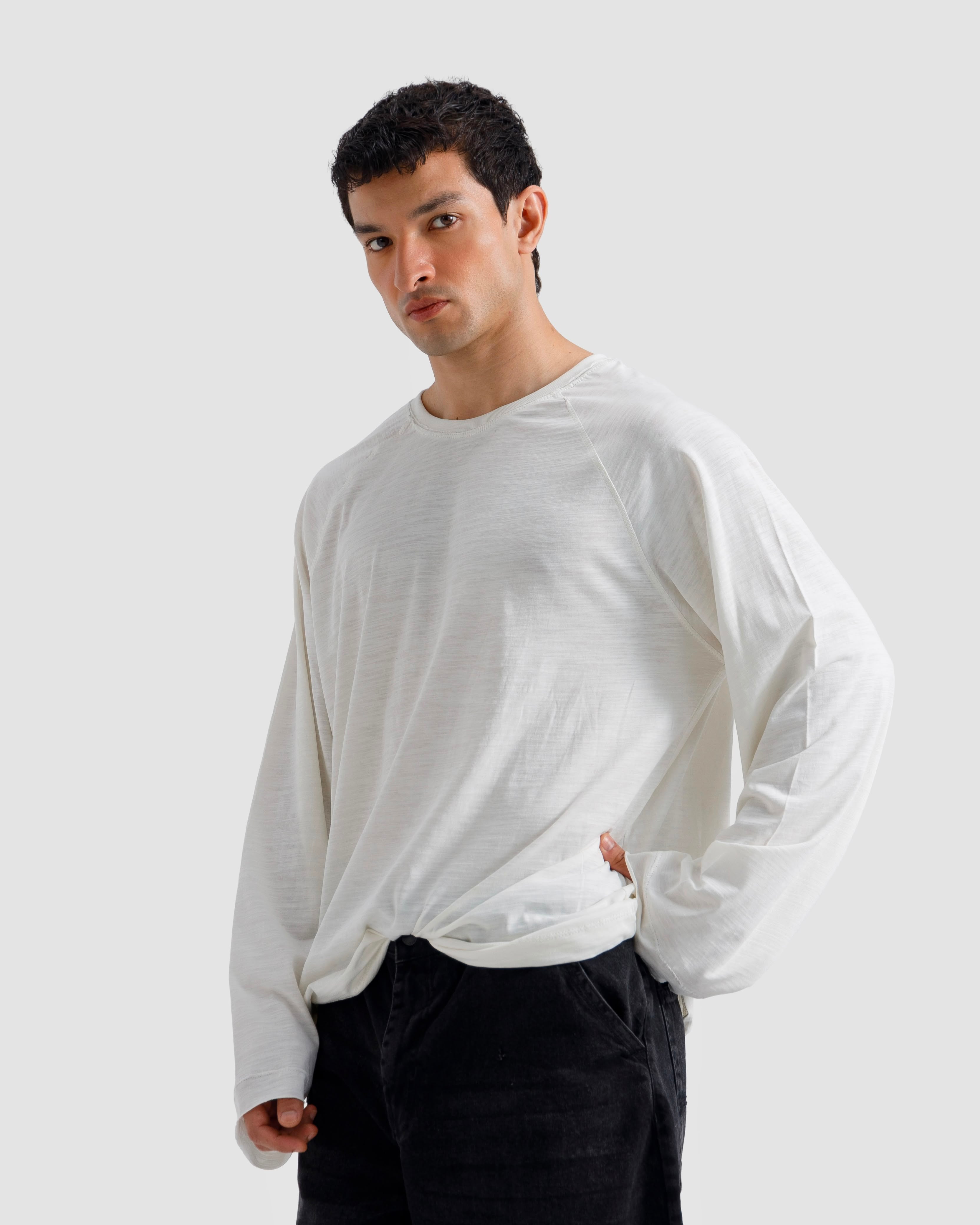 Washed Slub Textured Raglan T-Shirt